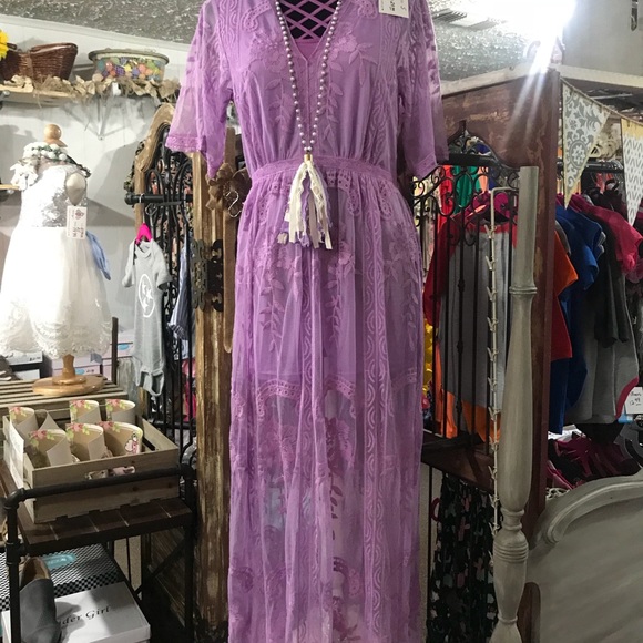Ultra Violet Lace Romper Maxi - Picture 2 of 3
